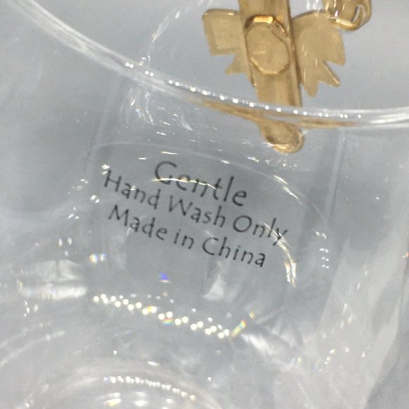 x2 Rhinestone Candy Cane Stemless Wine Glass Set Red Gold Bow Christmas Holidays - Picture 7 of 10